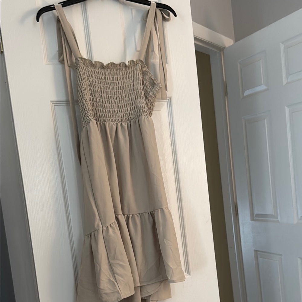 SHEIN Beige Smocked Dress